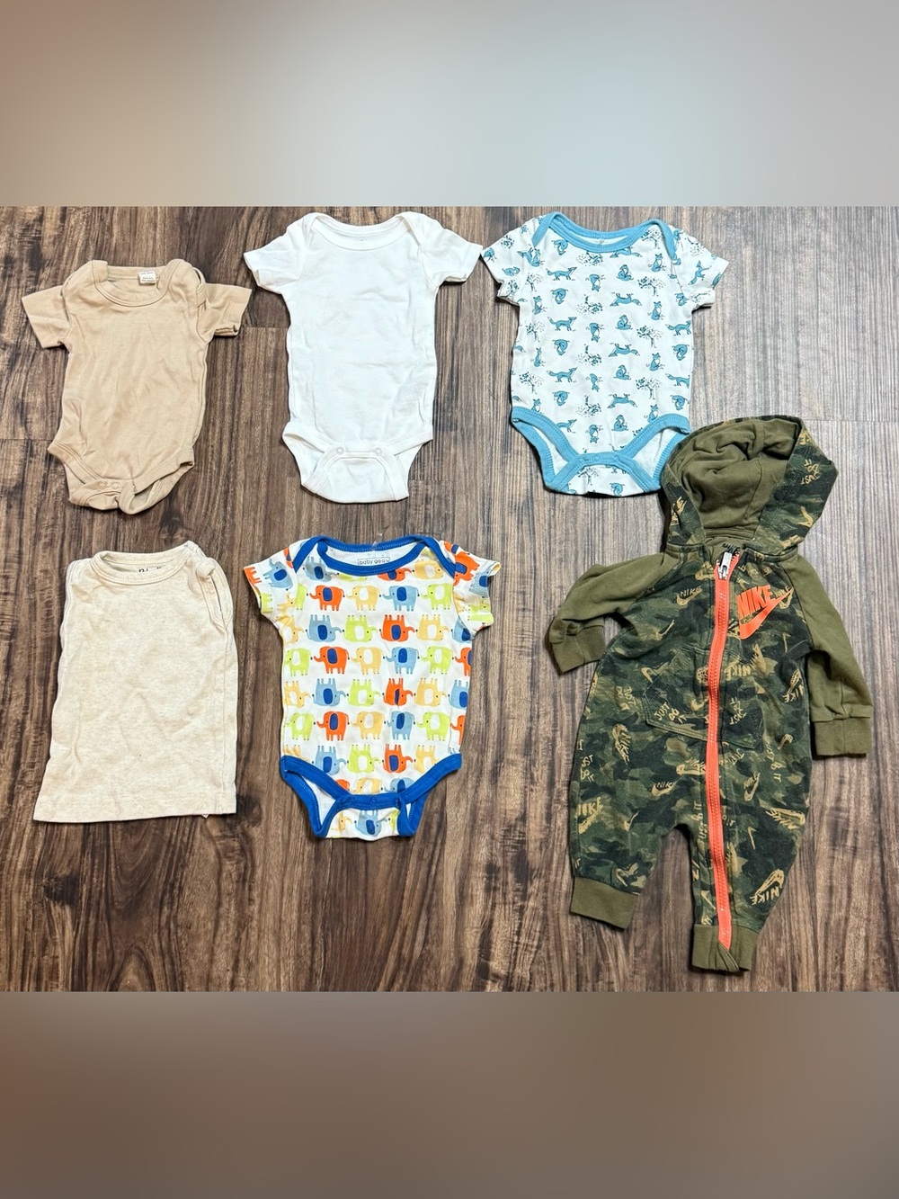 0-3 Months Boys Body Suit Bundle 6 Pieces Hooded Sleeper